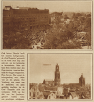 84972 Collage van 2 foto's betreffende de overkomst van het Duitse luchtschip de 'Graf Zeppelin' over de stad Utrecht, ...